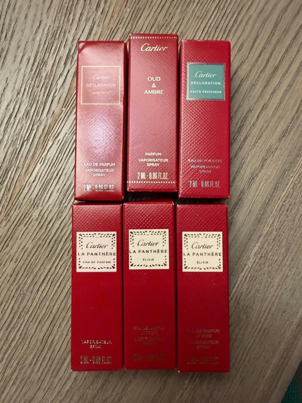 Cartier Red Mini Perfume Set with Gold Accents
